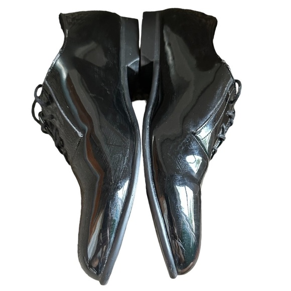 FREDERICO LEONE womens black patent leather tuxedo tie loafer 7.5 - Picture 4 of 7